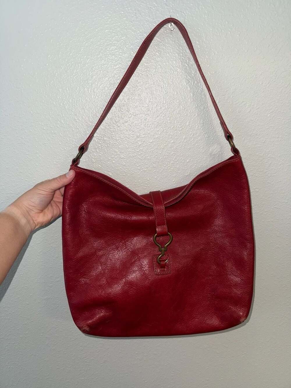 Vintage Polo Ralph Lauren Red Leather Shoulder Bag